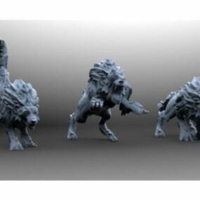 Escultura de personaje de lobos biónicos modelo 3d