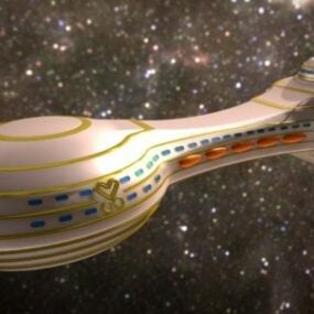 Sci-fi Gold Heart Spaceship 3d model