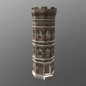 Oude stenen wachttoren 3D-model