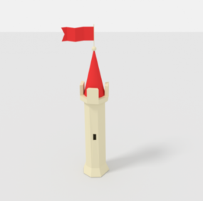 Tower With Flag 3d model