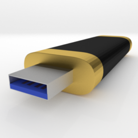 Schwarz-gelbes USB-Flash-Laufwerk 3D-Modell