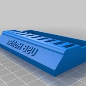 带储物盒的可打印 USB 支架 3d 模型