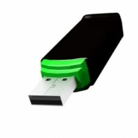 Black Green Usb Flash Drive 3d model