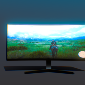 Modello 3d con schermo ultrawide del monitor del PC