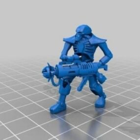 Warrior With Cannon Character Sculpture 3d-malli