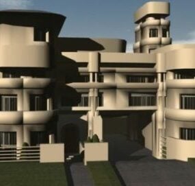3д модель научно-фантастического дома утопического дизайна