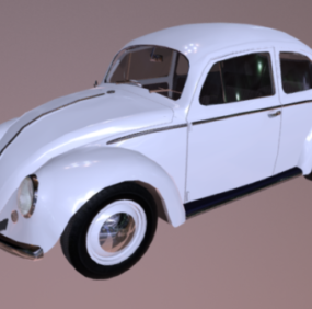 Mô hình 3d xe Vw Beetle màu trắng