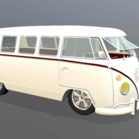 Mô hình 3d xe buýt Volkswagen màu trắng
