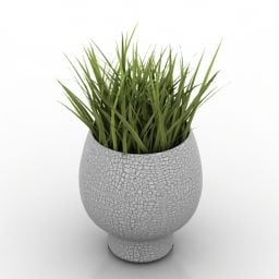 Ceramic Vase Grass Plan 3d model