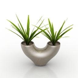 Stylized Vase Plant Decoration 3d model