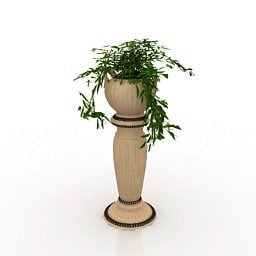 Standing Classic Vase With Plant 3d model