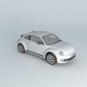 Silver Volkswagen Beetle Car 2012 3d model