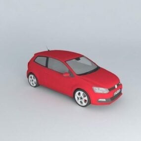 ماشین پولو قرمز فولکس واگن 2012 مدل سه بعدی
