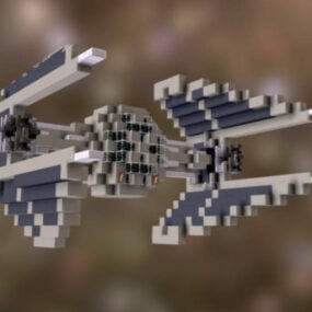 سفينة الفضاء المعترضة فوكسل نموذج 3D