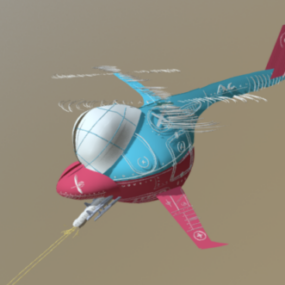 전쟁 헬리콥터 만화 스타일 3d 모델