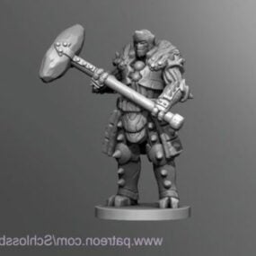 Modelo 3d de personagem guerreiro Warforged