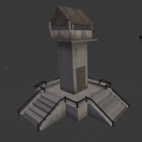 Old Stone Watch Tower 3d model
