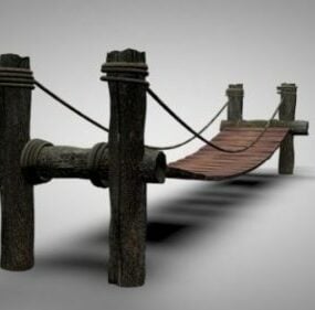 Old Small Wooden Bridge 3d model