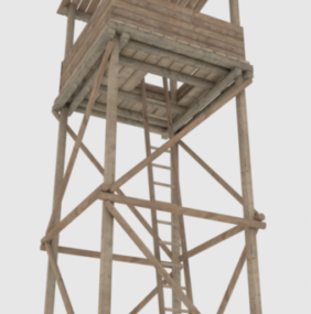 Παλιό ξύλινο 3d μοντέλο κτιρίου πύργου