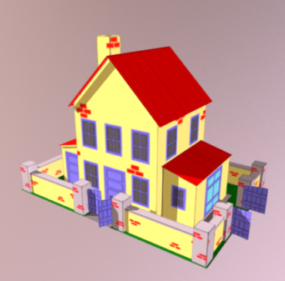نموذج تصميم البيت الأصفر للألعاب ثلاثي الأبعاد