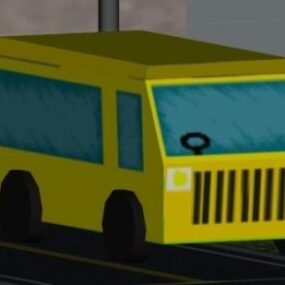 اتوبوس زرد Lowpoly مدل سه بعدی ماشین