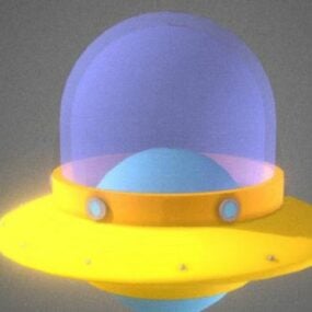 Lowpoly Model 3D Chibi Ufo z kreskówek