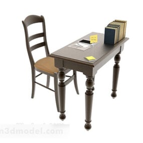 โต๊ะอ่านหนังสือขนาดเล็กพร้อมเก้าอี้แบบจำลอง 3 มิติ
