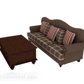 Κλασικός παλιός καναπές με τραπέζι 3d μοντέλο