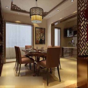 Modelo 3D do interior elegante do restaurante chinês