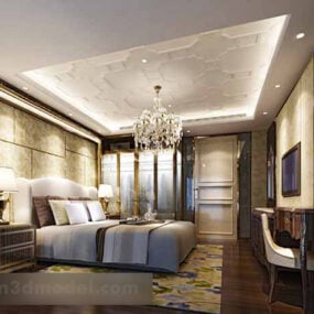 European Simple Bedroom Interior 3d model
