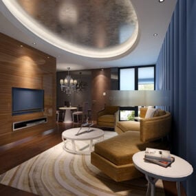 طراحی داخلی آپارتمان نشیمن مدل سه بعدی