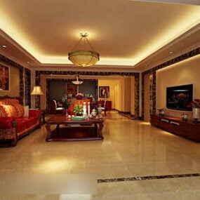Interior Design American Living Room 3d model