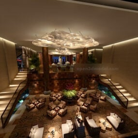 Hotelli Hotellin pääaulan sisustussuunnittelu 3D-malli