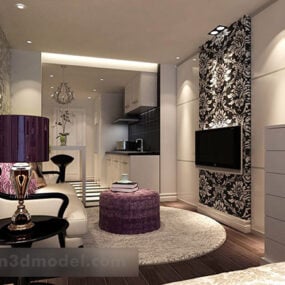 European Retro Style Living Room 3d model