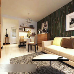 Moderni minimalistinen olohuoneen 3d-malli