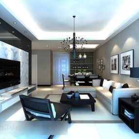 Minimalist Living Room Architecture 3d model