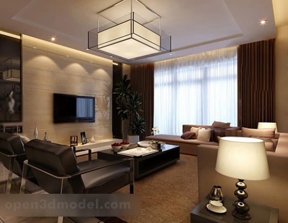 Modern Living Room Big Pendant Lamp 3d Model - .Max, .Vray - Open3dModel - 319544