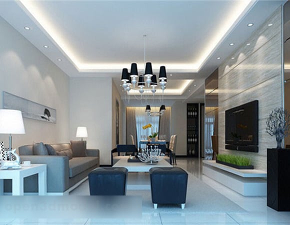 Home Minimalist Living Room Decoration 3d Model - .Max, .Vray - Open3dModel