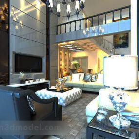 Modelo 3D de design de sala de estar Villa Duplex