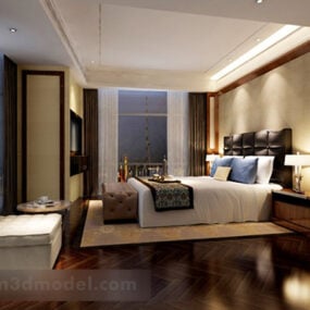 Moderne minimalistische slaapkamer voor hotel 3D-model