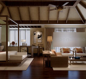 東南アジアの寝室のデザイン3Dモデル