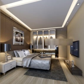 3д модель интерьера главной спальни дома