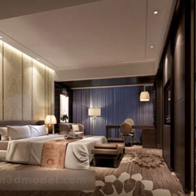 Model 3D nowoczesnej sypialni hotelowej