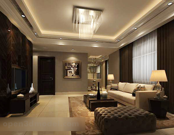 Apartment Living Room Interior V1 3d Model - .Max, .Vray - Open3dModel
