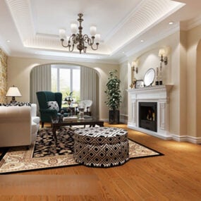 European Living Room Interior V1 3d model