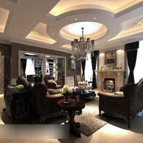 Interior European Villa Living Room 3d model