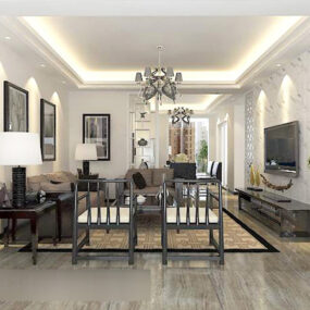 New Chinese Style Living Room Interior 3d model