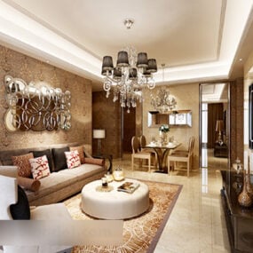 European Living Room Interior 3d model
