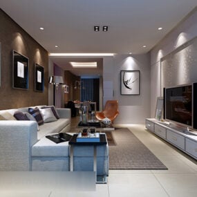Interior de sala de estar simple modelo 3d