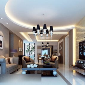 Simple Living Room Interior 3d model